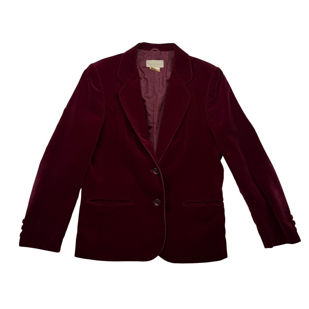 Vintage 80s Goudchaux's Burgundy Velvet Blazer Made in Japan Size Med
